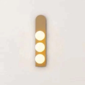 Arandela Aliança 13X65X13Cm 03Xg9 Globo 10Cm - Usina 90035/3 (OV-V - Ouro Velho Escovado Verniz, Branco (Fosco))