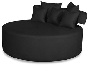 Sofá Puff Poltrona Eva Redondo 02 Lugares Suede Preto