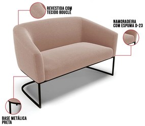Sofá 2 Lugares Namoradeira Industrial Preto Stella Bouclê D03 - D'Rossi - Rose