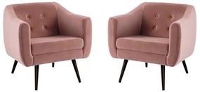 Kit 2 Poltronas Decorativas Cuddle Sala de Estar com Botonê e Pés Palito Veludo Rosa G17 - Gran Belo
