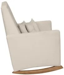 Poltrona Amamentação Base Madeira Balanço Lola Veludo Off F03 - Mpozen