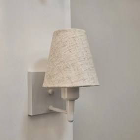 Arandela Quadrada Md-2034 Branco Cúpula em Tecido Cone Rustico Bege - Bivolt