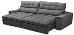 Sofá Retrátil Reclinável 3 Lugares 250cm Damy F05 Veludo Grafite - Mpo