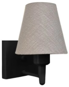 Arandela Quadrada Md-2034 Preto Cúpula em Tecido Cone Rustico Cinza - Bivolt