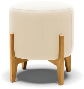 Puff Stella Suede Bege Base Madeira Castanho - D'Rossi