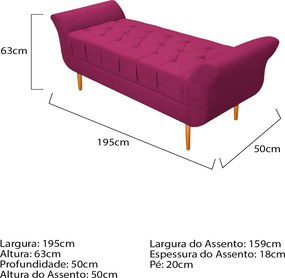 Recamier Estofado Ari 195 cm King Size Suede Pink - ADJ Decor