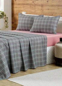 Jogo de Cama 150 Fios Grid Casal 4 Peças