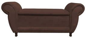 Recamier com Baú Itália Namoradeira Calçadeira Suede - D'Rossi - Marrom