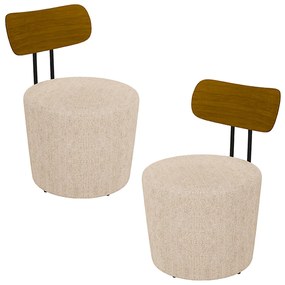 Kit 2 Poltronas Decorativas Addams Linho Cru G45 - Gran Belo