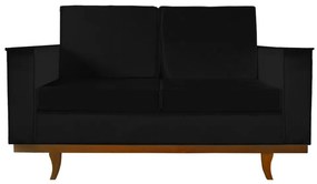 Sofá Dubai 2 Lugares Decorativo 1,50 M Sala Veludo Preto Luxo