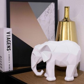 Escultura Decorativa Elefante Em Poliresina Branco 15x20x9 Cm - D'Rossi
