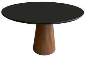 Mesa Jantar Lacey Tampo Vidro Preto e Base Mel 120 cm - 63806 Sun House