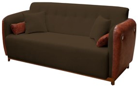 Sofá 3 Lugares Liverpool 1,90 m Compose Corino Ocre/Marrom C/ Botão - Decorar Estofados