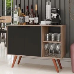 Balcão Buffet Cantinho do Café Bianca Preto/Freijó Z34      - Mpozenat