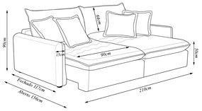 Sofá Cama Sala de Estar 210cm Reclinável Retrátil com Almofadas Caixa Zero Sydney Veludo Bege G93 - Gran Belo