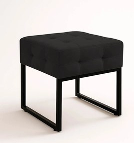 Puff Sala Decorativo Quadrado Industrial Elisa Veludo D03 - D'Rossi - Preto