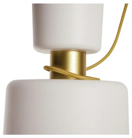 Pendente Cacharrel Ø19X39Cm 1Xe27 | Usina 16717/19 (DR-V / BT - Dourado Fosco / Branco Texturizado)