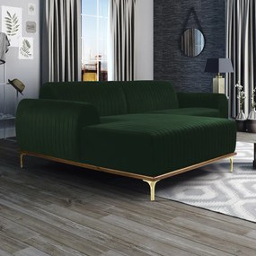 Sofá 3 Lugares Lisboa D07 com Chaise Esquerda 230cm Veludo Esmeralda - D'Rossi