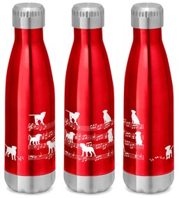 Garrafa Térmica Inox Brilhante 510 ml Cachorro Musical Branco - Vermelho