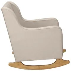 Poltrona Amamentação Base Madeira Balanço Vick Linho Bege F03 - Mpozen