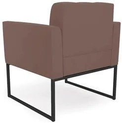 Sofá Namoradeira e 2 Poltronas Base Industrial Preto Ana Veludo Rosê -