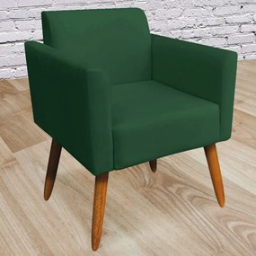 Poltrona Decorativa Isabella Pés Palito Madeira Suede Verde G19 - Gran Belo