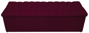 Recamier Baú Estofada Mel 195 cm King Size Com Capitonê Suede Bordô - ADJ Decor