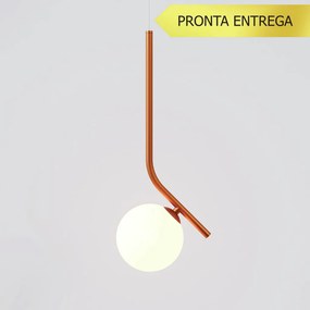Pendente Angular Globo Ø12Cm C/ Rosca Alumínio 1Xg9 - Qimporta Pd2357 (COBRE, FOSCO)