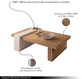 Conjunto de Aparador e Mesa de Centro Riad Freijó/Off White  G26 - Gran Belo
