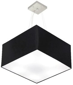 Lustre Pendente Quadrado Md-4075 Cúpula em Tecido 30/50x50cm Preto - Bivolt