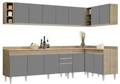 Armário de Cozinha Modulado de Canto 7 Peças CP35 Balcão com Tampo Cas