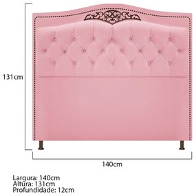 Cabeceira Estofada Yasmim 140 cm Casal Suede Rosa Bebê - ADJ Decor