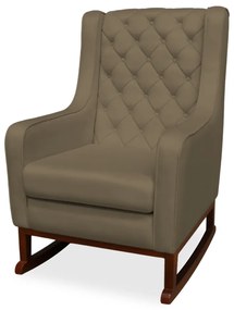 Kit Poltrona Amamentação Balanço Maju com Puff Flor Veludo - Marrom