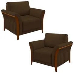 Kit 2 Poltronas Decorativas Sala de Estar 102cm Pés Madeira Roya Z32 V