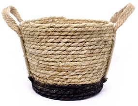 Cesto de Fibra Natural Seagrass Com Fundo Preto 20x27x27 cm - D'Rossi