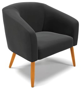 Poltrona Decorativa Pé Palito Castanho Stella Veludo D03 - D'Rossi - Preto