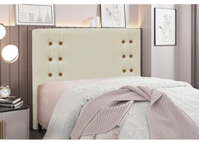 Cabeceira Cama Box Casal 140 cm Gênova Veludo S04 - D'Rossi - Bege