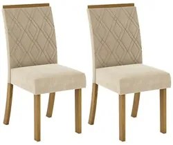 Kit 2 Cadeiras Estofadas para Sala de Jantar Vita Nature/Linho - Henn