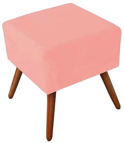 Puff Decorativo Quadrado Malu com Pés Palito Suede Rosê