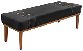 Recamier Decorativo 140cm Kors Veludo Pés de Madeira Preto G63 - Gran Belo