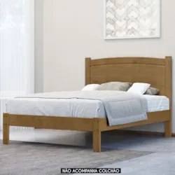 Cama Casal 140cm Pé Madeira Maciça Renzo Freijó F07         - Mpozenat