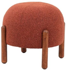 Puff Casulo Bouclé Damasco Base Madeira Seringueira - 75819 Sun House