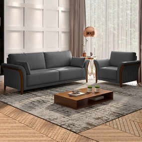 Sofá Decorativo 3 Lugares 222cm Market Linho Chumbo G45 - Gran Belo