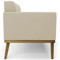 Sofá Namoradeira e 2 Poltronas Base Madeira Castanho Ana Suede Bege -
