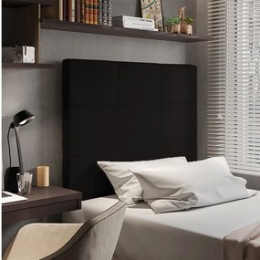 Cabeceira Solteiro Cama Box 90cm para Quarto Stambul Suede M11 - D'Rossi - Preto