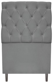 Kit Cabeceira e Calçadeira Liverpool 90 cm Solteiro Suede Cinza - ADJ Decor