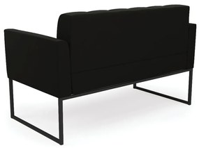 Kit 1 Sofá Namoradeira e 2 Poltronas Elisa Suede Base Metálica Industrial Preto - D'Rossi - Preto