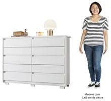 Cômoda para Quarto 10 Gavetas 151cm Duetto Branco - Albatroz