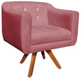 Kit 01 Namoradeira 02 Lugares e 02 Poltronas Giratória Julia Suede Rose com Strass Base Madeira MM30 D'Rossi