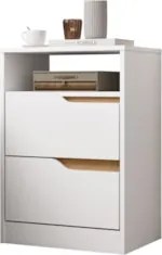 Mesa de Cabeceira com Gavetas Kit 2 Sole Flex Branco/Freijó - Albatroz
